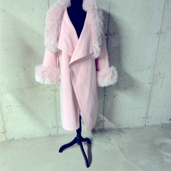 Genuine fox fur trimmed wool blend coat - Picture 5 of 5